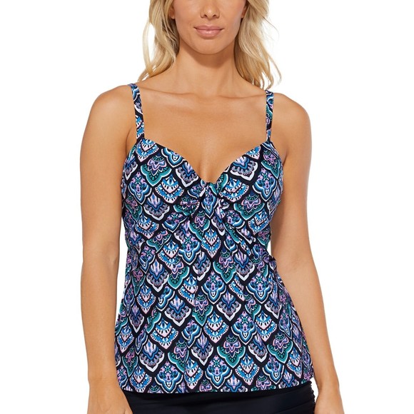 Island Escape Tankini Black Underwire Molded Cups, Size 6 - Picture 1 of 8